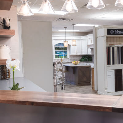 Showroom kitchen with bowl of fruit on the table thumbnail